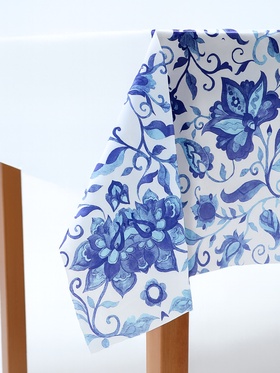 Скатерть одноразовая «Синие Узоры», 130×180 см