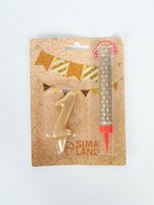 УЦЕНКА Свеча для торта цифра "1", "Овал + фонтан" золотая - Фото 5