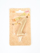 УЦЕНКА Свеча для торта цифра "Овал" золотая "1", большая, 5,5 см 10973482