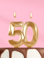УЦЕНКА Свеча в торт юбилейная «Грань», цифра 50, золотой металлик, 6.5 см - Фото 2