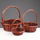 УЦЕНКА Набор корзин, 3 шт, 36х14/39 см, 30х12/34 см, 23х8/25 см, ива коричневая 10973563