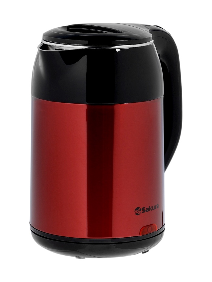 Чайник электрический Sakura SA-2168MBR, 1.8 л, металлический, чёрно-красный - Фото 1