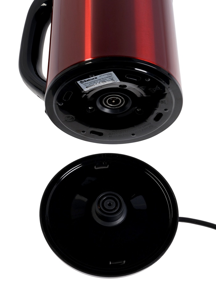 Чайник электрический Sakura SA-2168MBR, 1.8 л, металлический, чёрно-красный - фото 51881478
