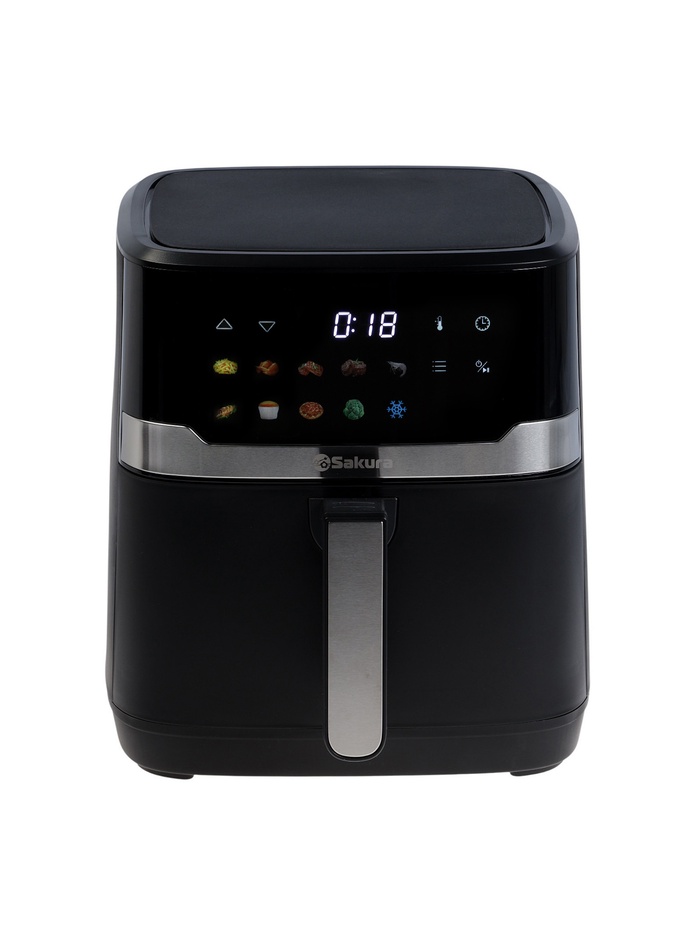Аэрогриль Sakura SA-7689BK, 7 л, 1700 Вт, 10 программ, 80-200°С, сенсор, таймер, LED дисплей - фото 51881580