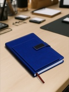 УЦЕНКА Ежедневник недатированный, А5, 140 л, клетка, обл.кожзам, с хлястиком, Стайл, синий - Фото 4