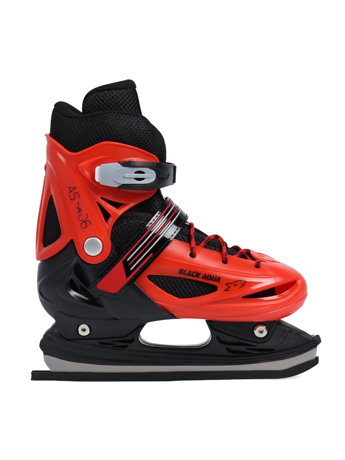 Коньки детские раздвижные BlackAqua, р. 30-33, для фитнеса, с роликовой платформой, красные, чёрные - Фото 1