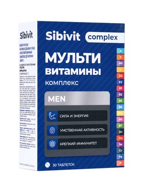 Мультивитаминный комплекс Sibivit, для мужчин, 30 таблеток по 1.3 г
