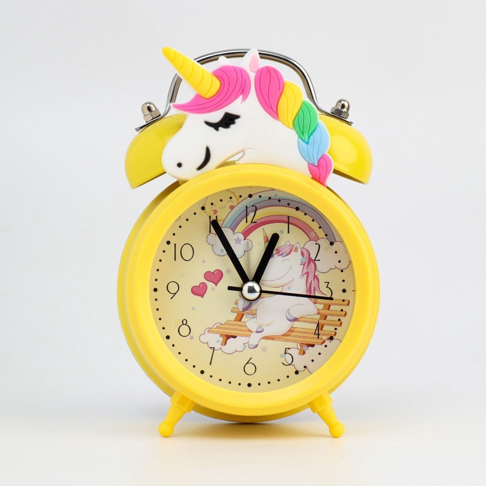 УЦЕНКА Часы - будильник настольные детские «Единорог», плавный ход, d=6.5 см, 12.5×7.5×5 см - Фото 1