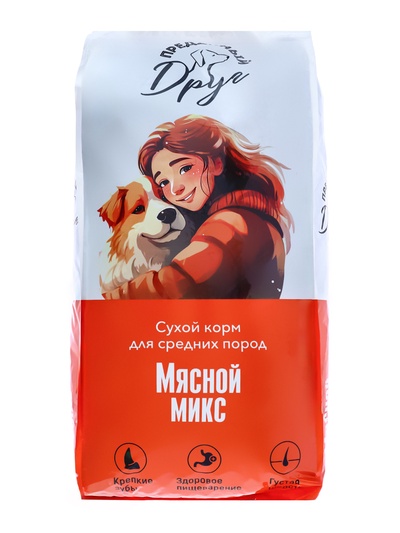Сухой корм для взрослых собак «ПРЕДАННЫЙ ДРУГ», мясной микс, 15 кг, мешок