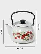 УЦЕНКА Чайник эмалированный «Астры», 3 л, металлическая ручка, белый - Фото 2