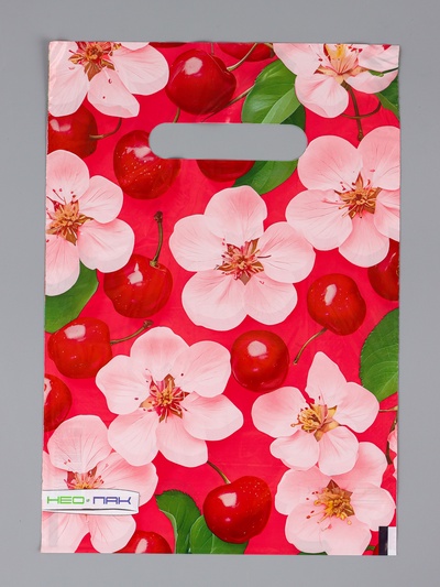 Пакет «Вишня», полиэтиленовый с вырубной ручкой, 20×30 см, 30 мкм