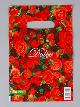 Пакет «Мелкие красные розы», полиэтиленовый с вырубной ручкой, 20?30 см, 30 мкм (комплект 100 шт)
