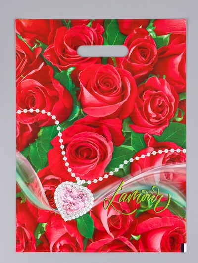 Пакет подарочный «L`amour», полиэтиленовый с вырубной ручкой 30×40 см, 60 мкм