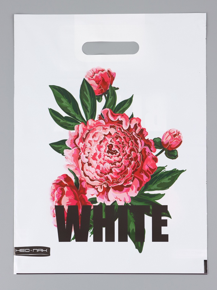 Пакет «Пионы», полиэтиленовый с вырубной ручкой 30×40 см, 60 мкм - Фото 1