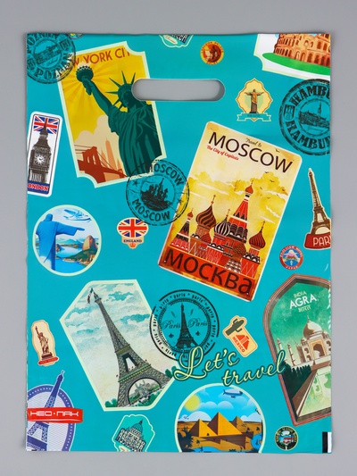 Пакет «Путешествие», полиэтиленовый с вырубной ручкой 30×40 см, 60 мкм