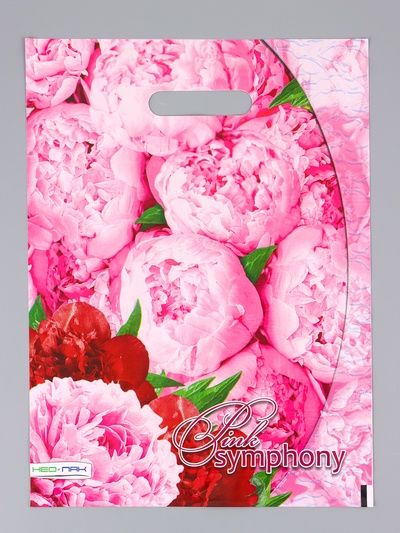 Пакет подарочный «Розовая симфония», полиэтиленовый с вырубной ручкой 30×40 см, 60 мкм