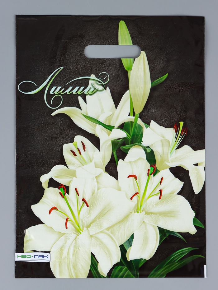 Пакет «Лилии», полиэтиленовый с вырубной ручкой 30×40 см, 60 мкм - Фото 1