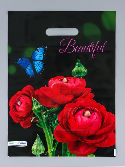 Пакет подарочный «Прекрасный букет», полиэтиленовый с вырубной ручкой 30×40 см, 60 мкм