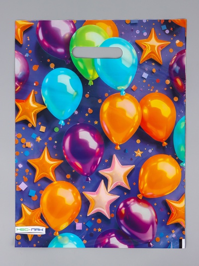 Пакет подарочный «Разноцветные шарики», полиэтиленовый с вырубной ручкой 30×40 см, 60 мкм