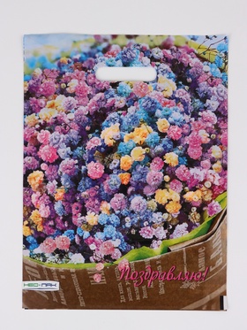 Пакет подарочный «Райский букет», полиэтиленовый с вырубной ручкой 30×40 см, 60 мкм