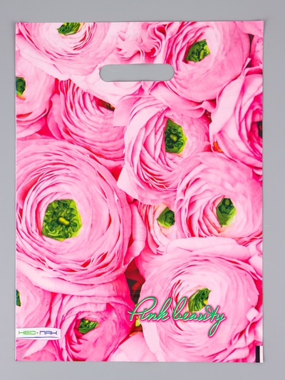 Пакет подарочный «Розовый букет», полиэтиленовый с вырубной ручкой 30×40 см, 60 мкм