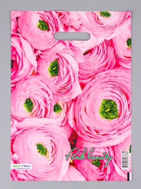 Пакет подарочный «Розовый букет», полиэтиленовый с вырубной ручкой 30?40 см, 60 мкм (комплект 25 шт)