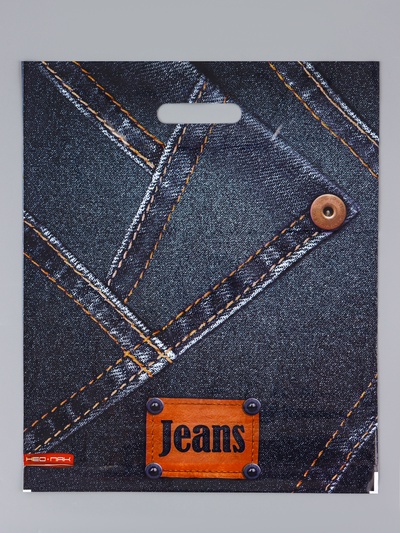 Пакет «Джинсы», полиэтиленовый с вырубной ручкой 38×45 см, 60 мкм