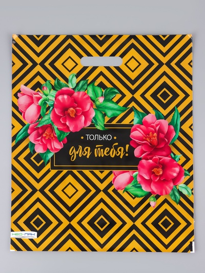 Пакет «Подарочный», полиэтиленовый с вырубной ручкой 38×45 см, 60 мкм