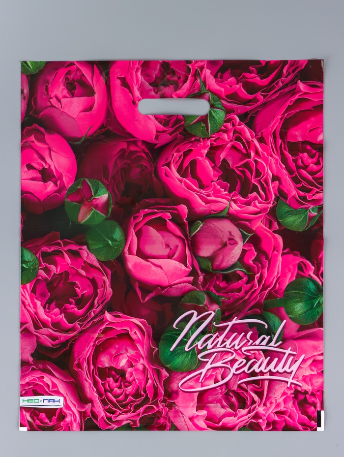 Пакет подарочный «Розовые бутоны», полиэтиленовый с вырубной ручкой, 38×45 см, 60 мкм - Фото 1