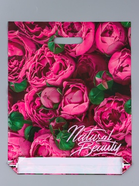 Пакет подарочный «Розовые бутоны», полиэтиленовый с вырубной ручкой, 38?45 см, 60 мкм (комплект 25 шт)