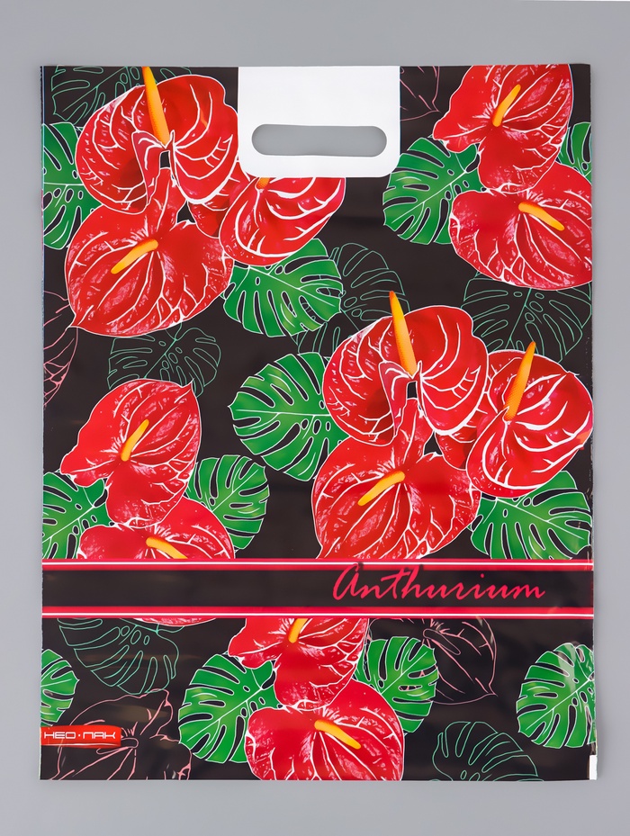 Пакет «Антуриум», полиэтиленовый с вырубной ручкой 38×47 см, 60 мкм - Фото 1