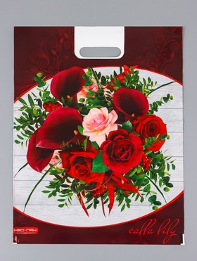 Пакет «Бордовые каллы», полиэтиленовый с вырубной ручкой, 38×47 см, 60 мкм