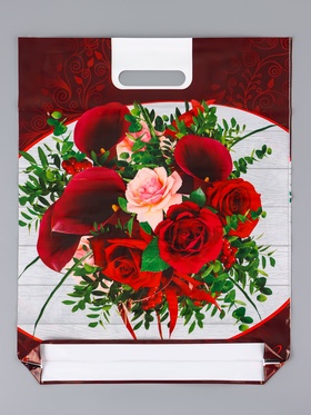 Пакет «Бордовые каллы», полиэтиленовый с вырубной ручкой, 38?47 см, 60 мкм (комплект 25 шт)