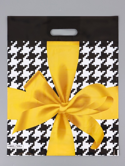 Пакет подарочный «Бант», полиэтиленовый с вырубной ручкой 38×47 см, 60 мкм