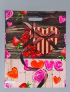 Пакет "Сердечки, полиэтиленовый с вырубной ручкой 38х47 см, 60 мкм 10958886