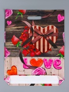 Пакет "Сердечки, полиэтиленовый с вырубной ручкой 38х47 см, 60 мкм 10958886