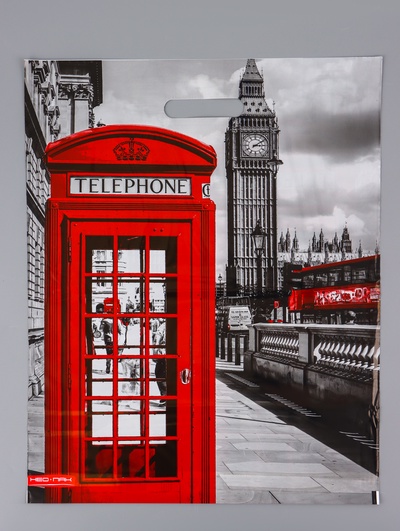 Пакет «Лондон», полиэтиленовый с вырубной ручкой 41×51 см, 80 мкм