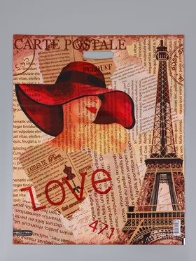 Пакет «Дама в шляпе», полиэтиленовый с вырубной ручкой, 50?60 см, 100 мкм (комплект 25 шт)