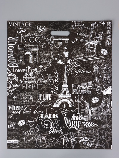 Пакет «Париж», полиэтиленовый с вырубной ручкой 50×60 см, 100 мкм