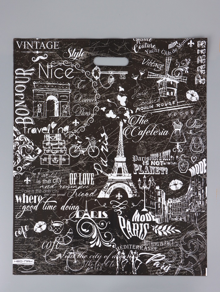 Пакет «Париж», полиэтиленовый с вырубной ручкой 50×60 см, 100 мкм - Фото 1