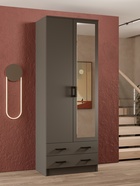 Шкаф прямой двухстворчатый «Дуэт», 2 ящика, с зеркалом, 800×480×2200 мм, цвет графит - фото 23600340