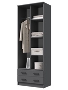 Шкаф прямой двухстворчатый «Дуэт», 2 ящика, с зеркалом, 800×480×2200 мм, цвет графит - фото 23600342