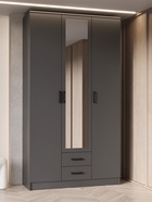 Шкаф прямой трёхстворчатый «Трио», 2 ящика, с зеркалом, 1200×482×2200 мм, цвет графит - Фото 1