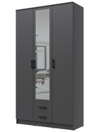 Шкаф прямой трёхстворчатый «Трио», 2 ящика, с зеркалом, 1200×482×2200 мм, цвет графит - фото 23600345