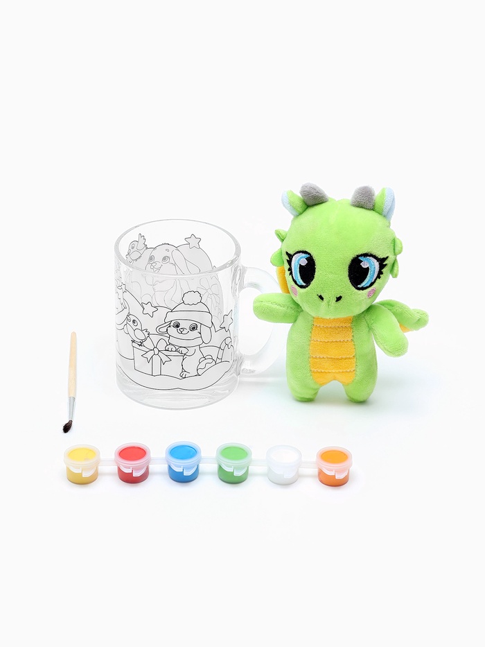 Кружка под роспись «Зайчата с подарком», набор для творчества - Фото 1