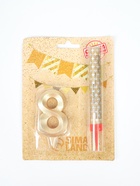 УЦЕНКА Свеча для торта цифра "Грань + фонтан" золотая "8" 10974476