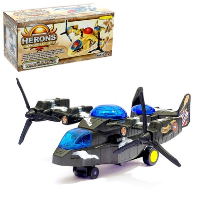 УЦЕНКА Самолет "Армия", работает от батареек, световые и звуковые эффекты цвета:МИКС