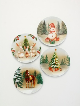 Посуда новогодняя «Новый Год», набор 4 предмета: тарелка