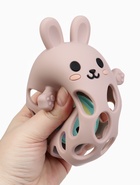 Прорезыватель погремушка «Зайка», силиконовый,12,5 см, розовый - фото 65461437