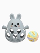 Прорезыватель погремушка «Зайка», силиконовый, 12.5 см, серо-голубой - Фото 13